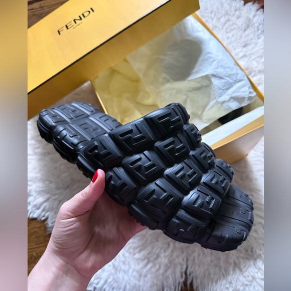 Fendi Black Slide Sandals - Picture 1 of 6